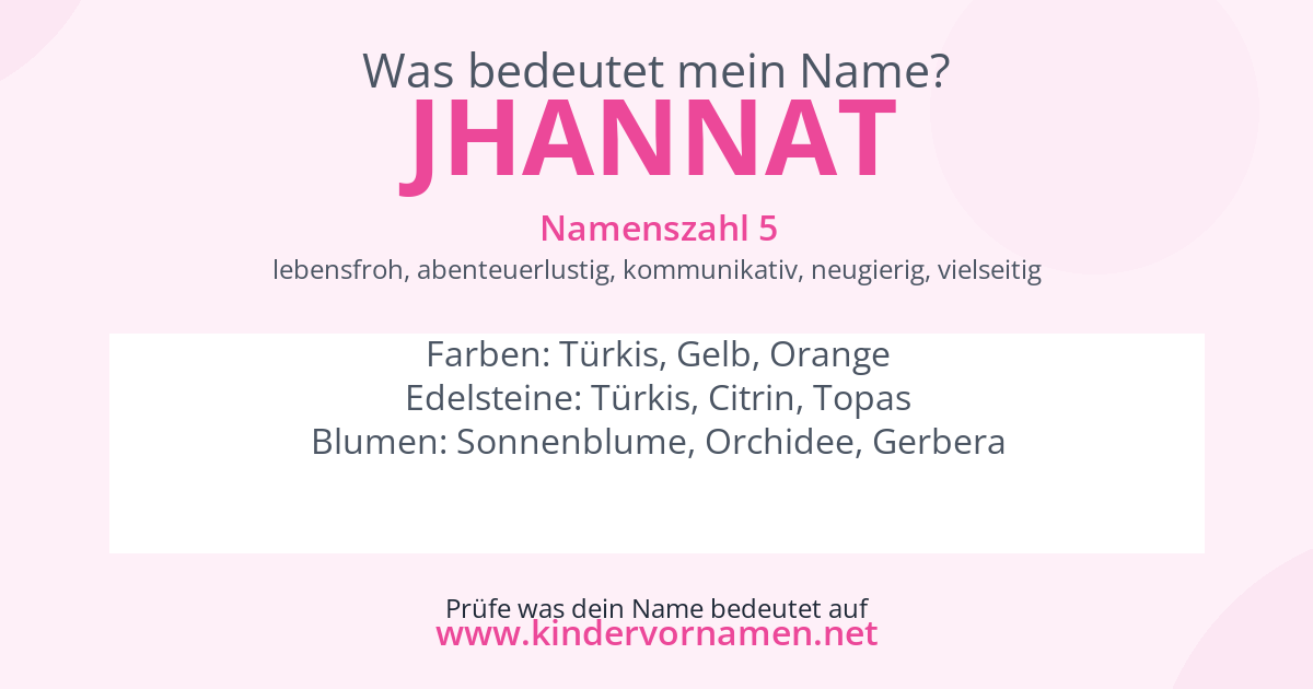Was bedeutet der Name Jhannat?