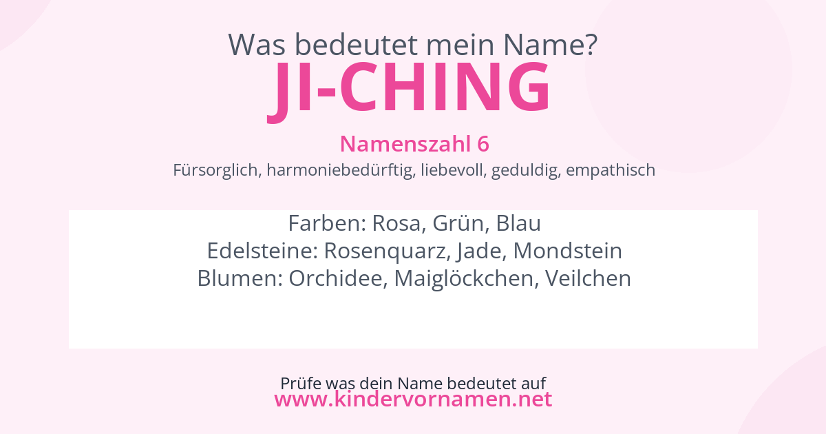 Was bedeutet der Name Ji-Ching?