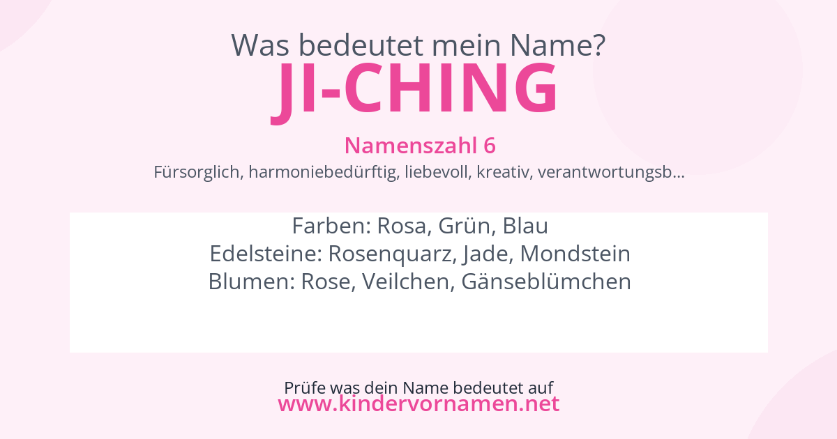 Was bedeutet der Name Ji-Ching?