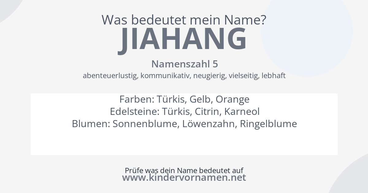 Was bedeutet der Name Jiahang?