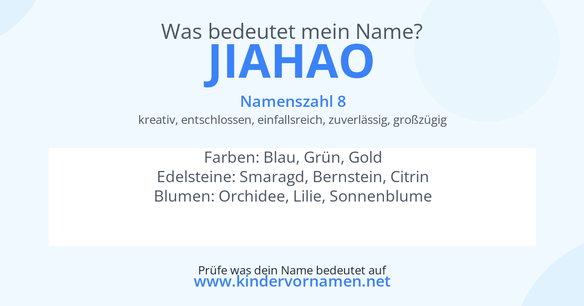Was bedeutet der Name Jiahao?