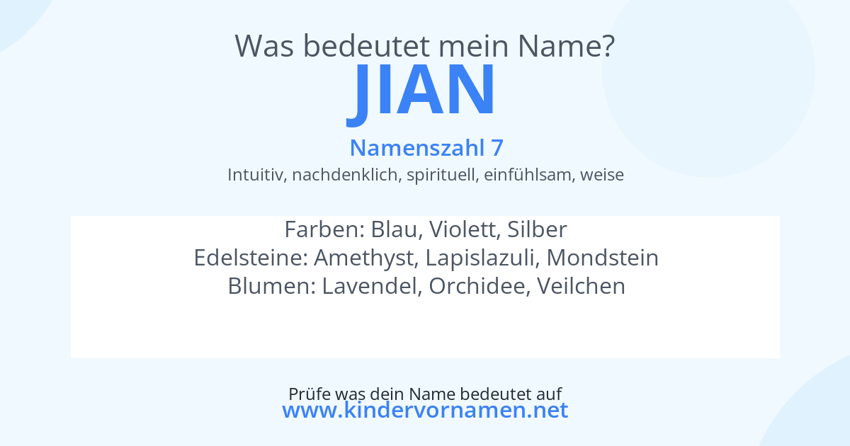 Was bedeutet der Name Jian?