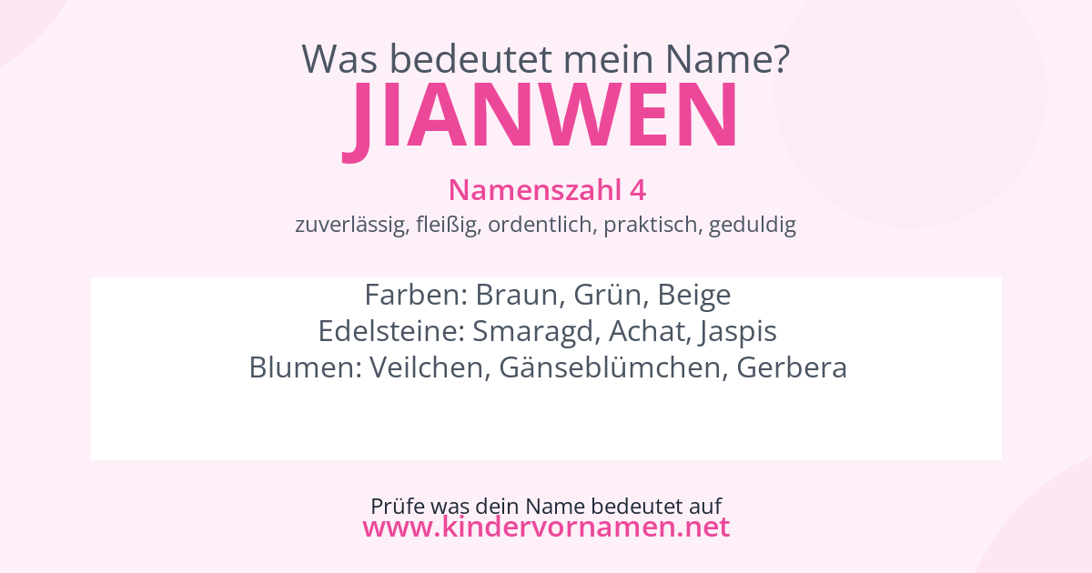 Was bedeutet der Name Jianwen?
