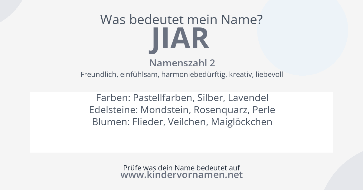 Was bedeutet der Name Jiar?