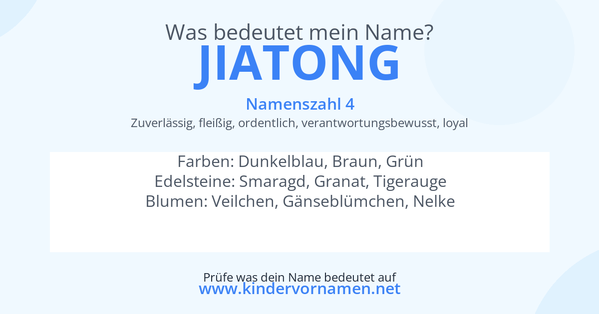 Was bedeutet der Name Jiatong?