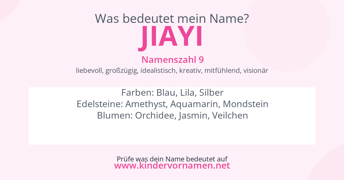 Was bedeutet der Name Jiayi?