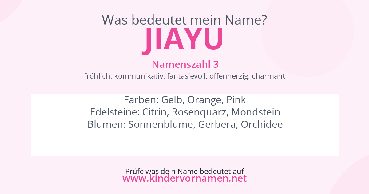 Was bedeutet der Name Jiayu?