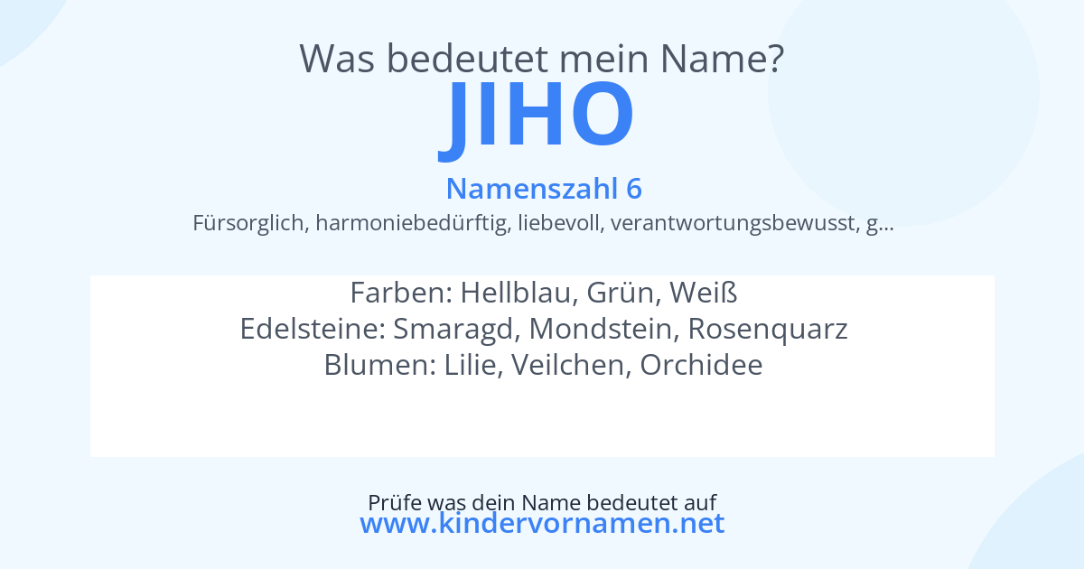 Was bedeutet der Name Jiho?