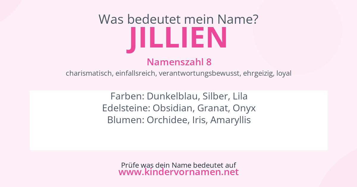 Was bedeutet der Name Jillien?