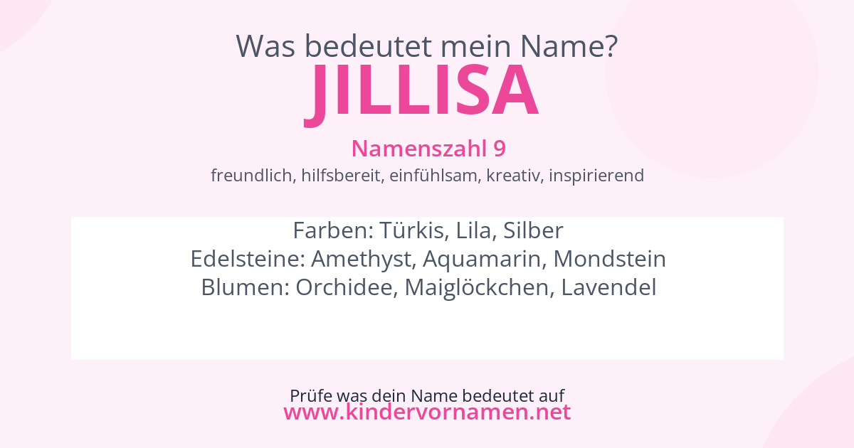 Was bedeutet der Name Jillisa?