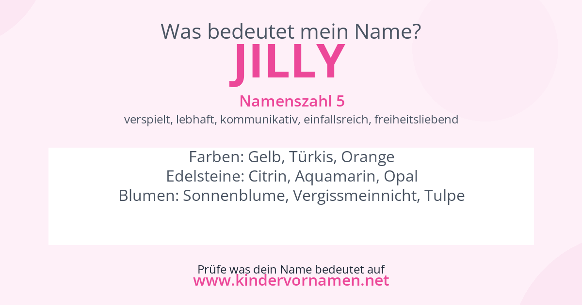 Was bedeutet der Name Jilly?