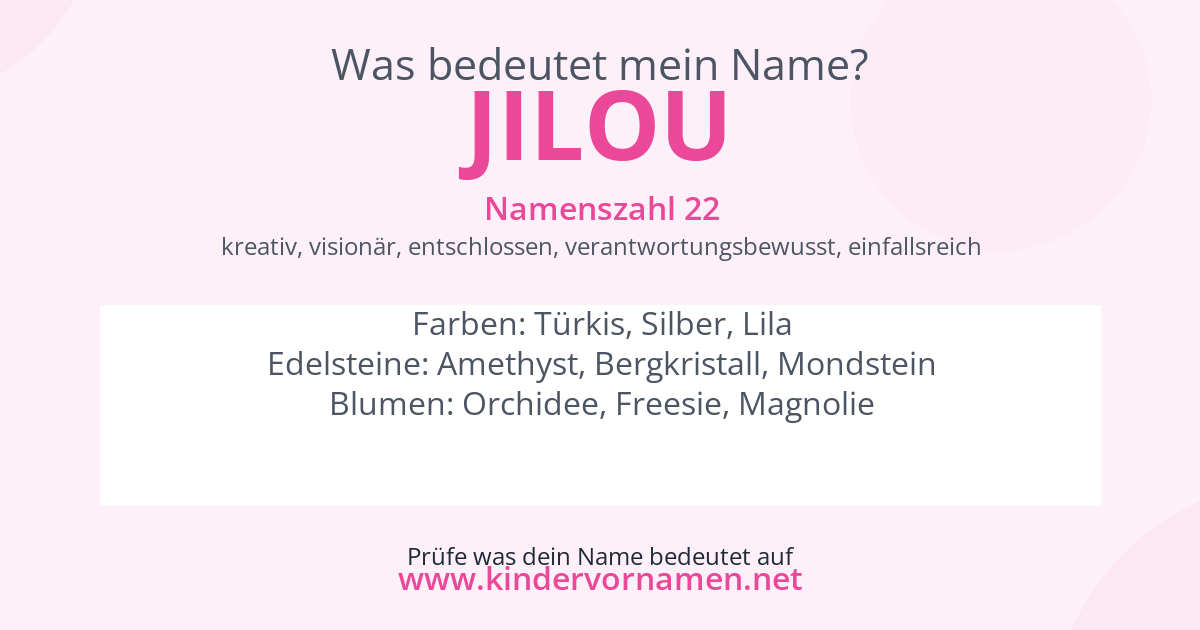 Was bedeutet der Name Jilou?