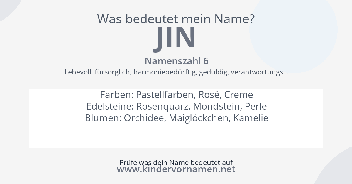 Was bedeutet der Name Jin?