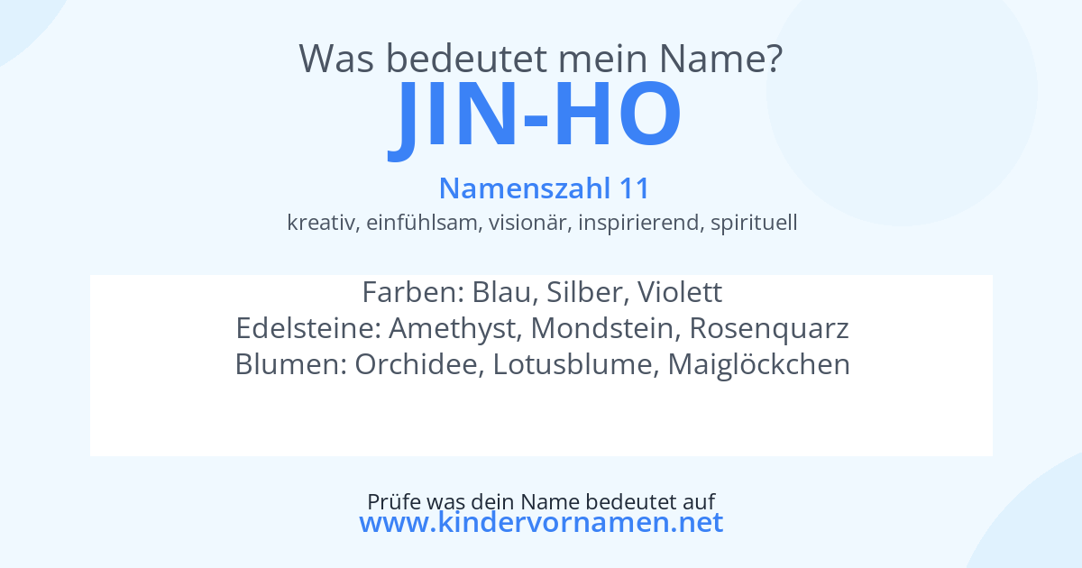 Was bedeutet der Name Jin-Ho?