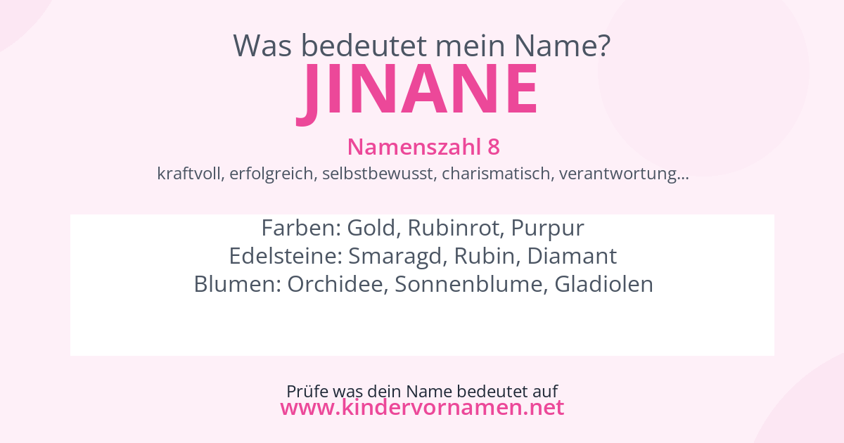 Was bedeutet der Name Jinane?