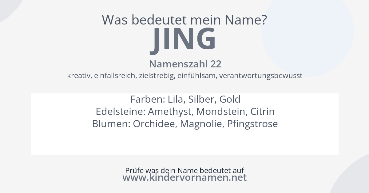 Was bedeutet der Name Jing?