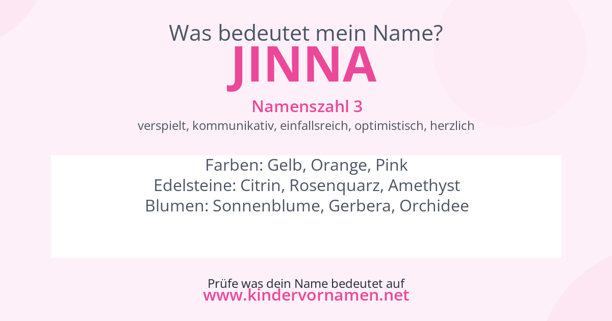 Was bedeutet der Name Jinna?