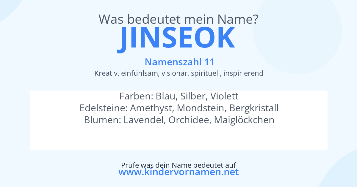 Was bedeutet der Name Jinseok?