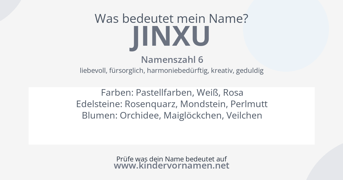 Was bedeutet der Name Jinxu?