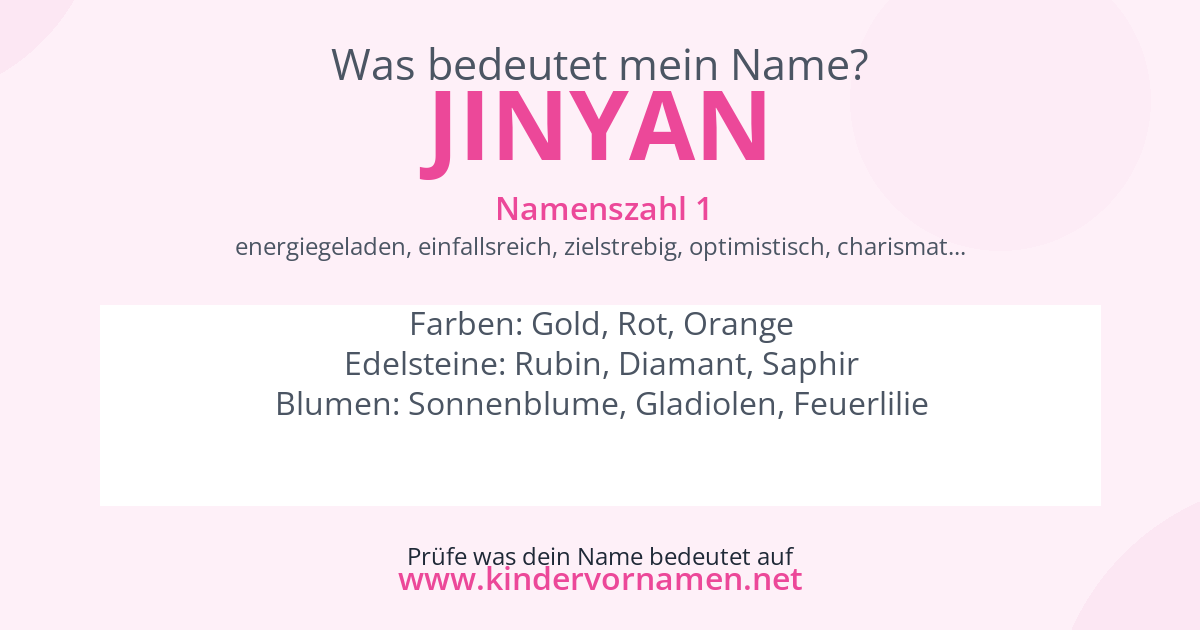 Was bedeutet der Name Jinyan?