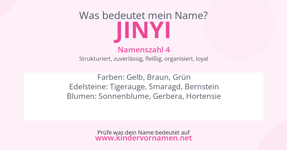 Was bedeutet der Name Jinyi?