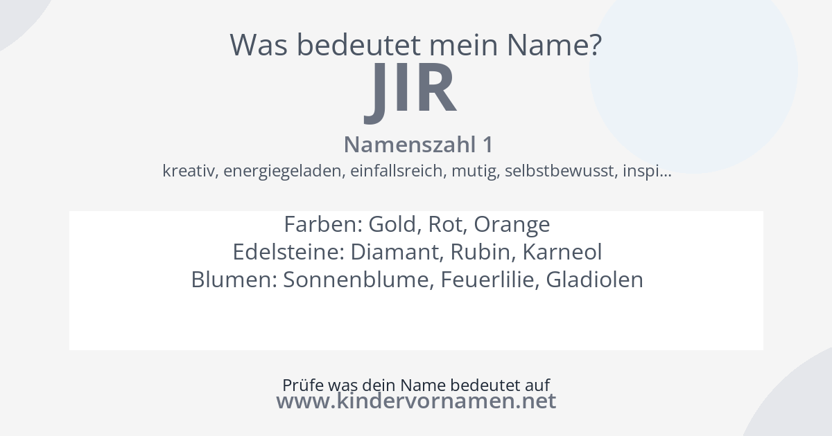Was bedeutet der Name Jir?