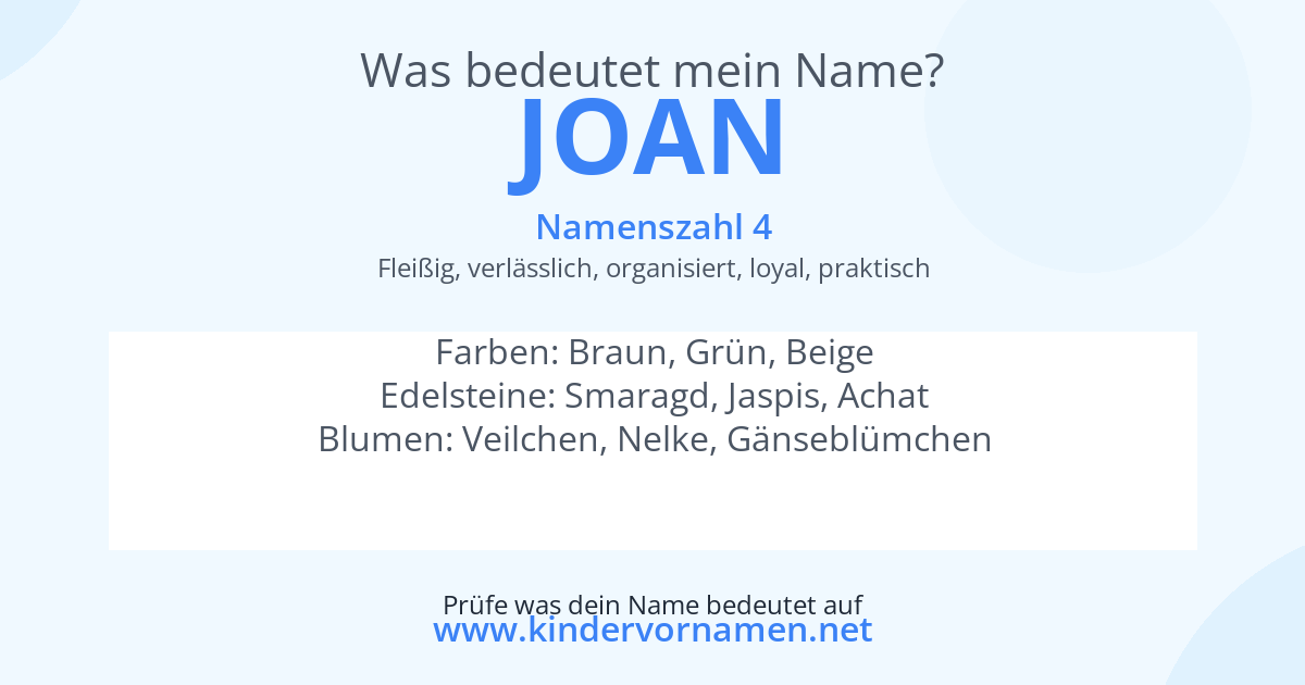 Was bedeutet der Name Joan?