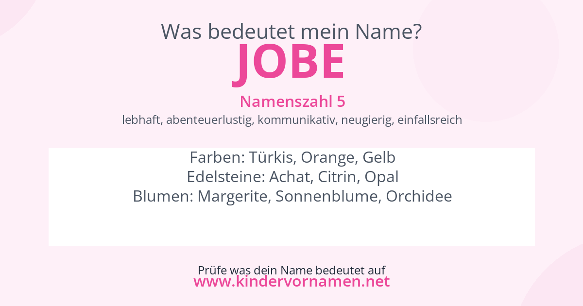 Was bedeutet der Name Jobe?