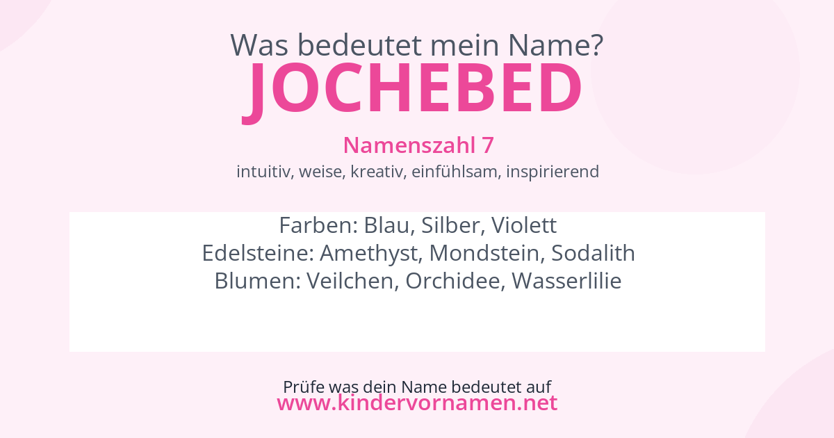 Was bedeutet der Name Jochebed?