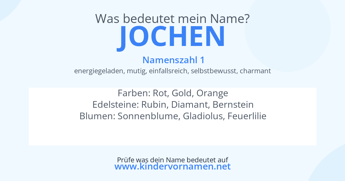 Was bedeutet der Name Jochen?