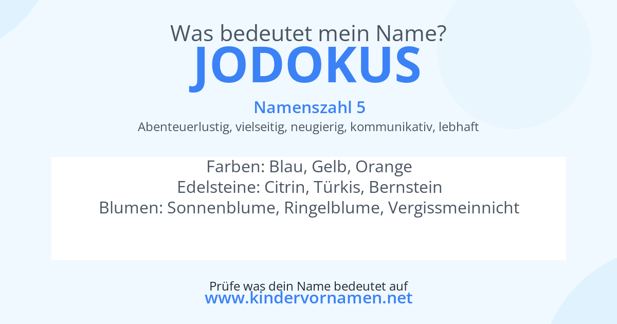 Was bedeutet der Name Jodokus?