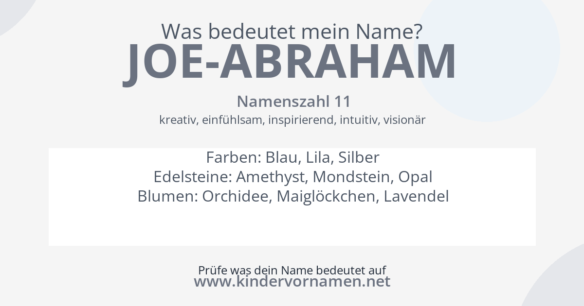 Was bedeutet der Name Joe-Abraham?
