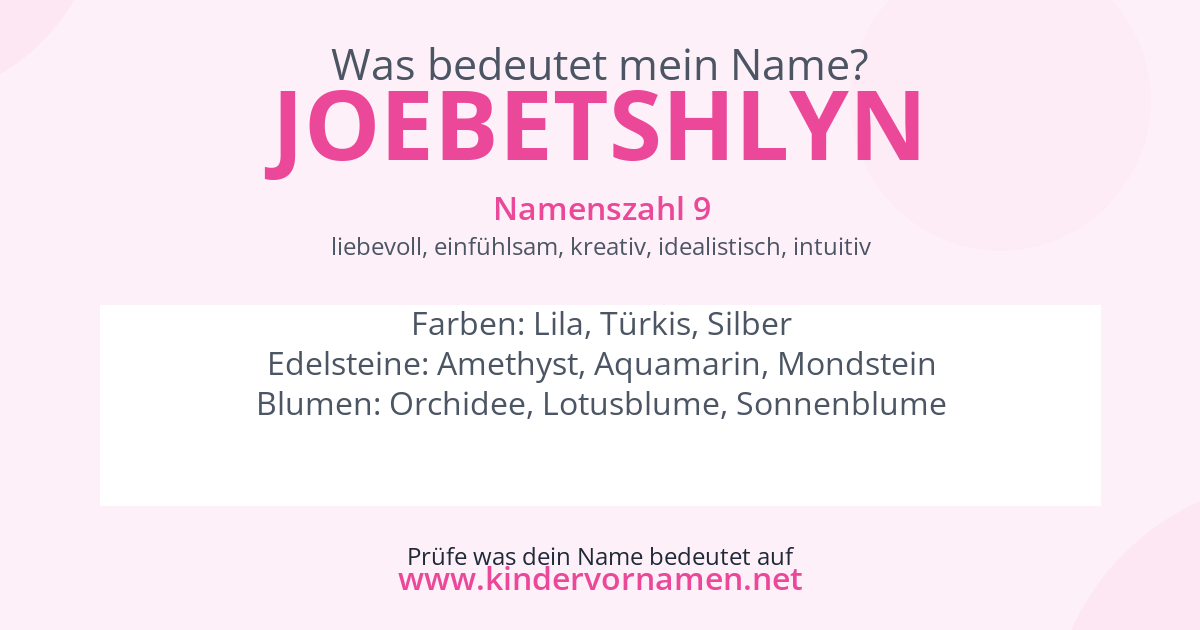 Was bedeutet der Name Joebetshlyn?