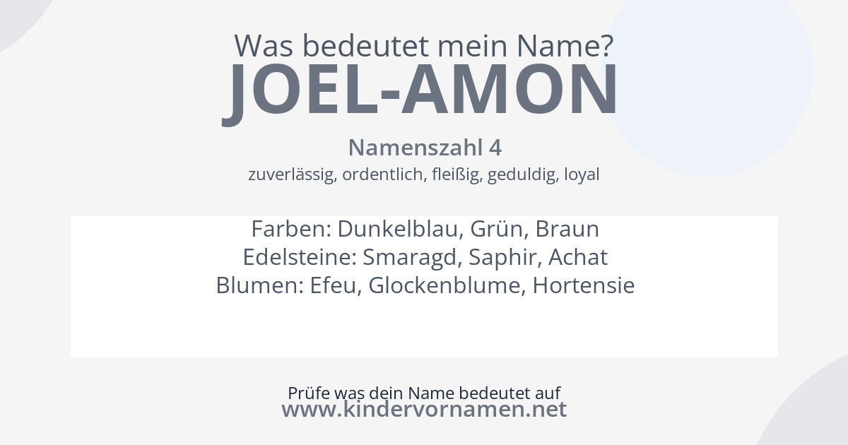 Was bedeutet der Name Joel-Amon?
