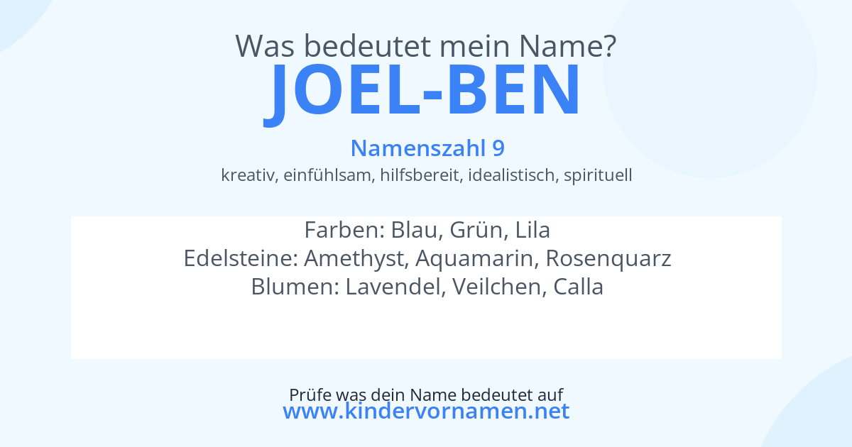Was bedeutet der Name Joel-Ben?