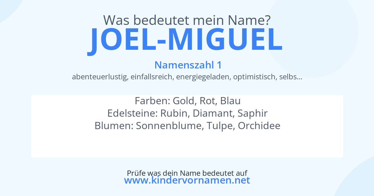 Was bedeutet der Name Joel-Miguel?