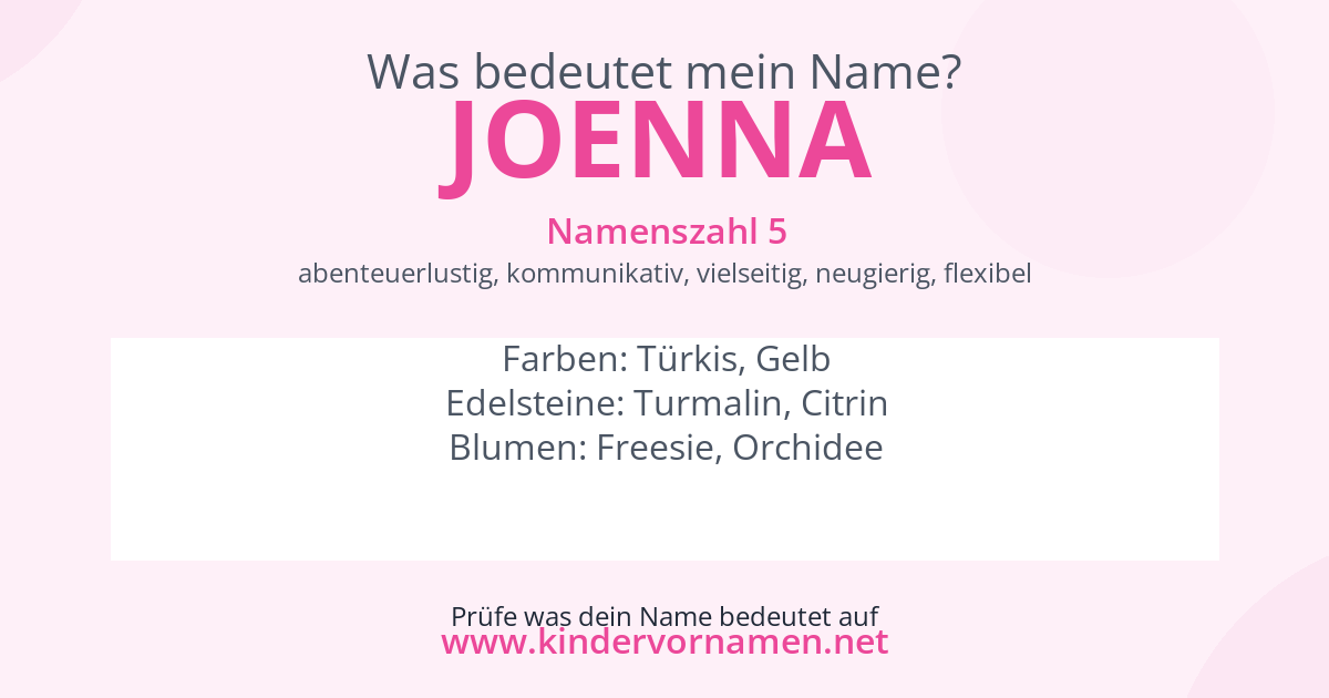 Was bedeutet der Name Joenna?