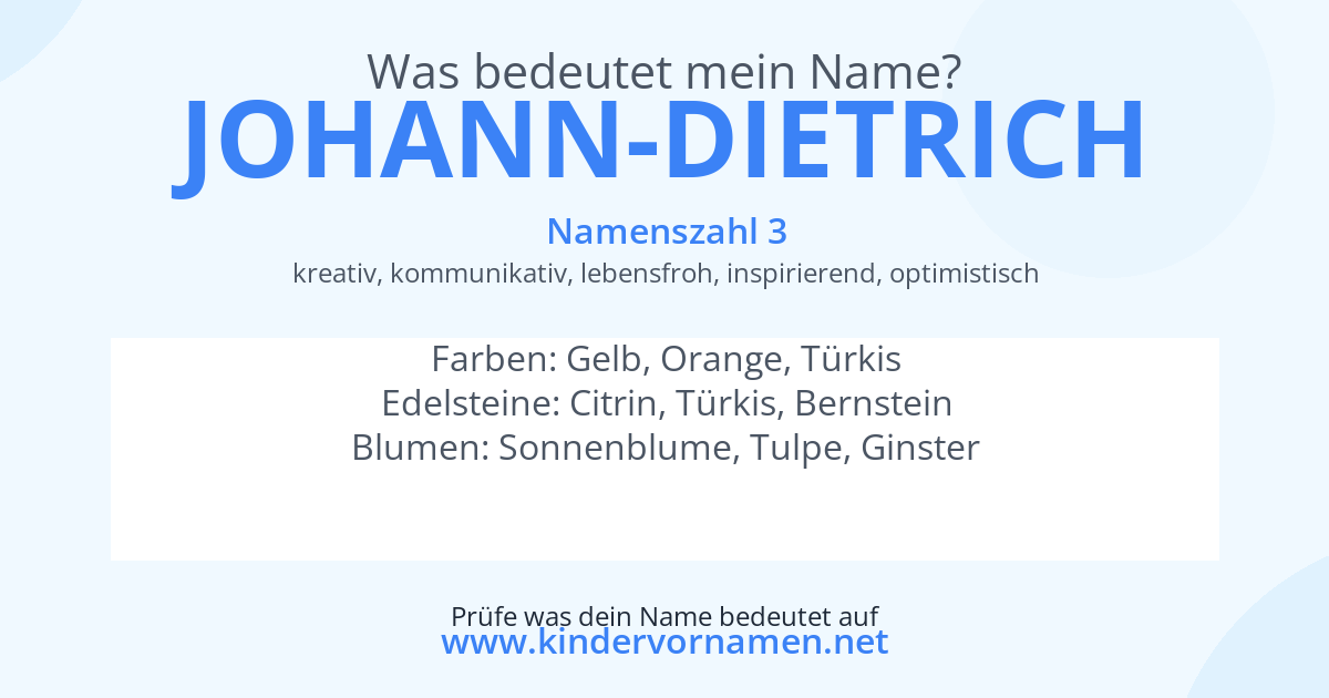 Was bedeutet der Name Johann-Dietrich?