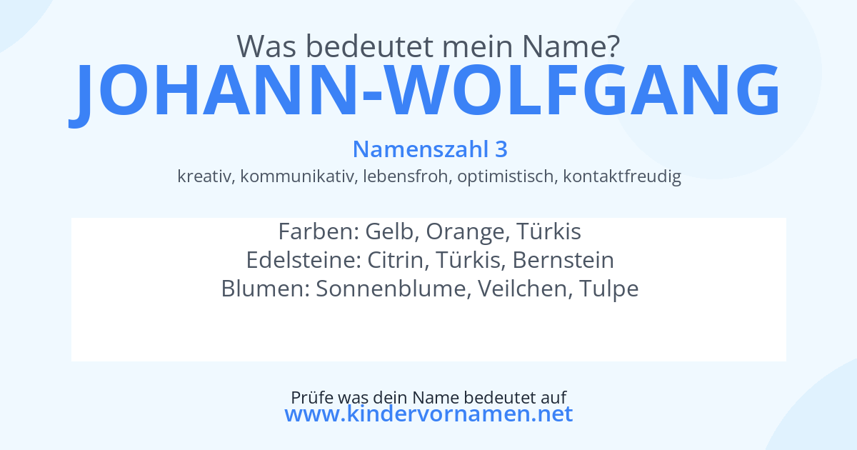Was bedeutet der Name Johann-Wolfgang?