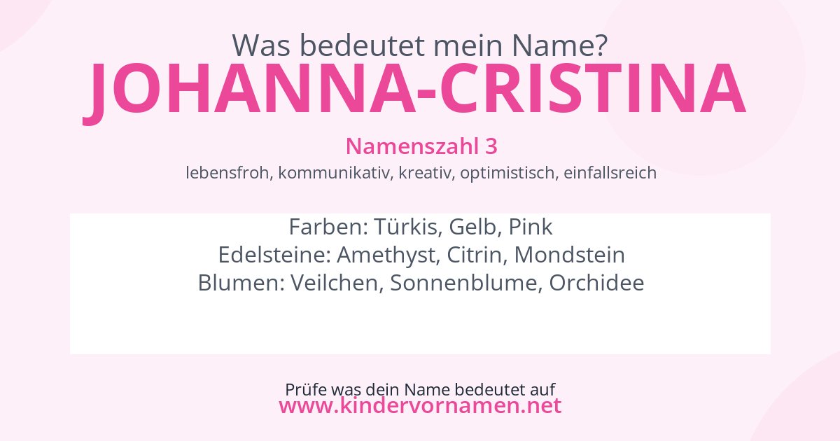 Was bedeutet der Name Johanna-Cristina?