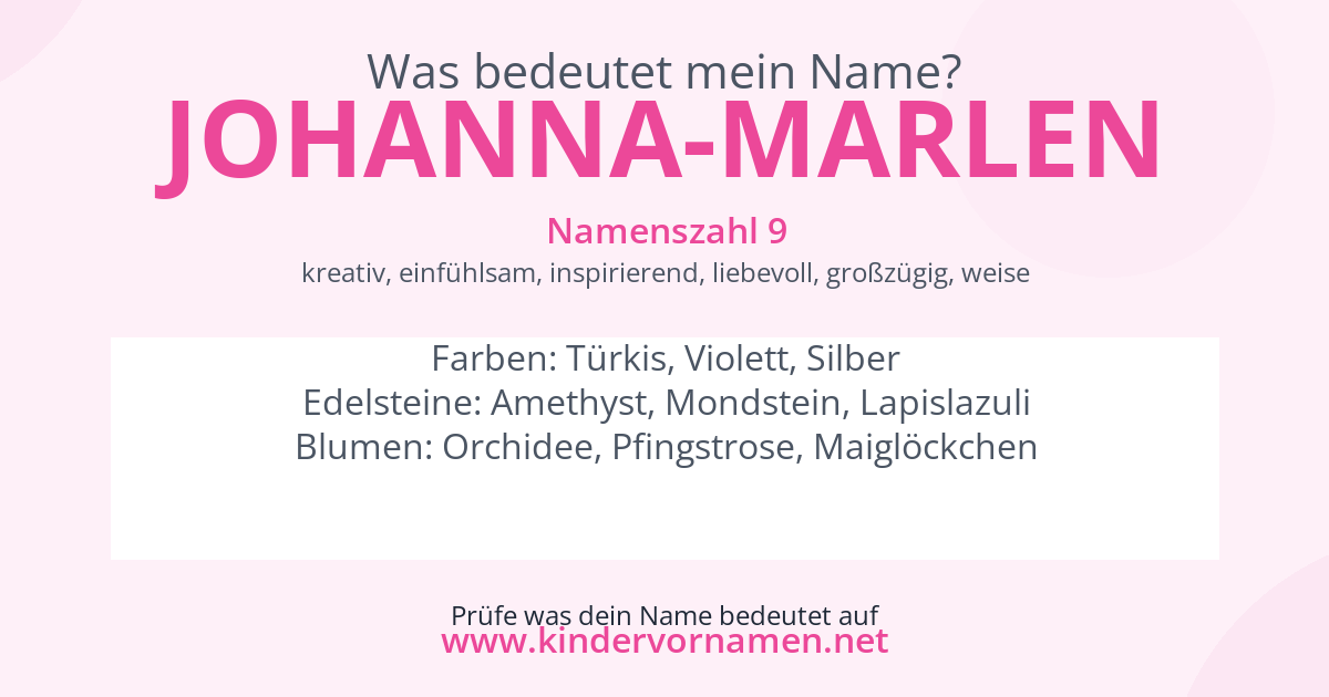 Was bedeutet der Name Johanna-Marlen?