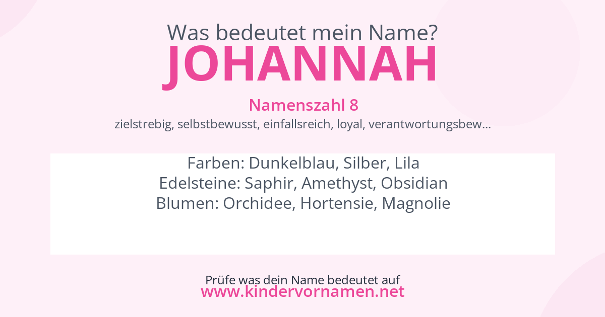 Was bedeutet der Name Johannah?