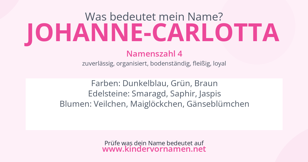 Was bedeutet der Name Johanne-Carlotta?