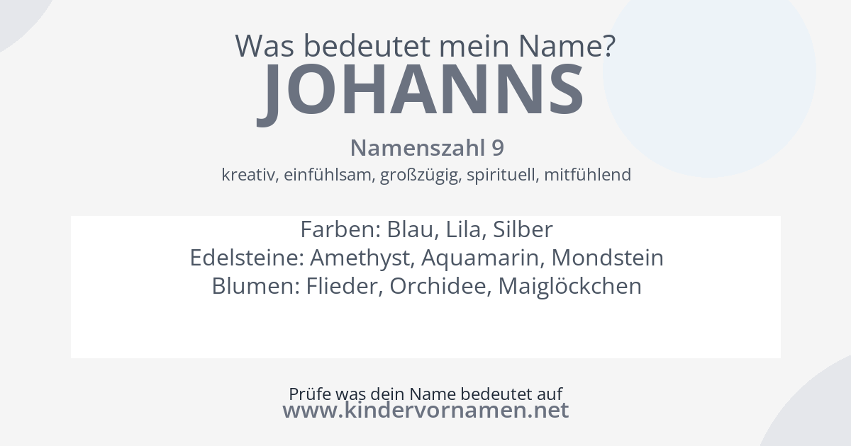 Was bedeutet der Name Johanns?