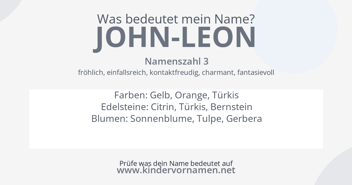 Was bedeutet der Name John-Leon?