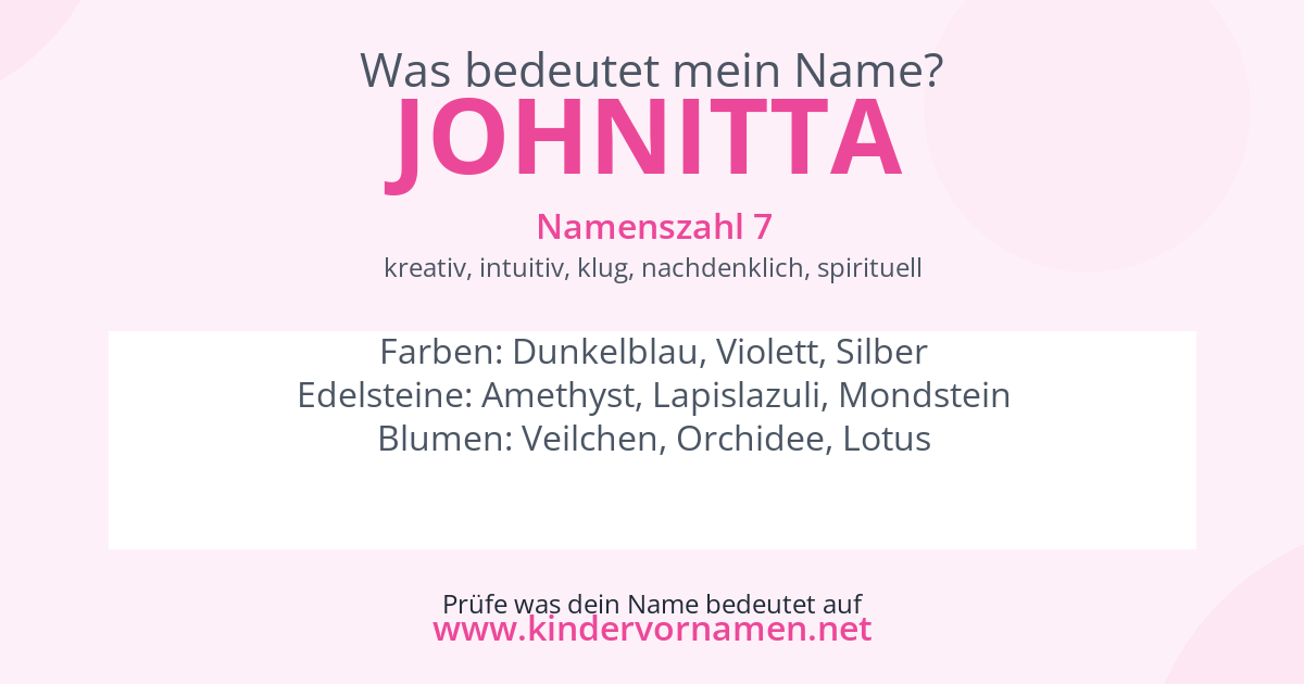 Was bedeutet der Name Johnitta?