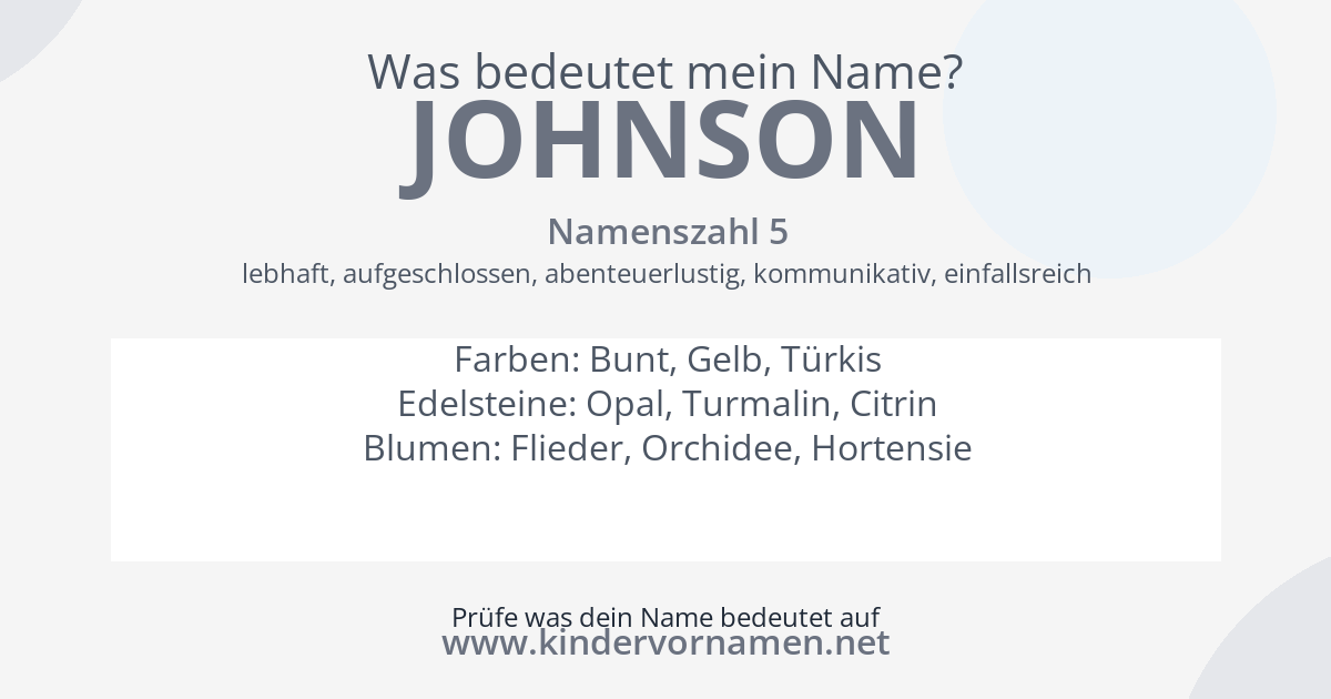 Was bedeutet der Name Johnson?