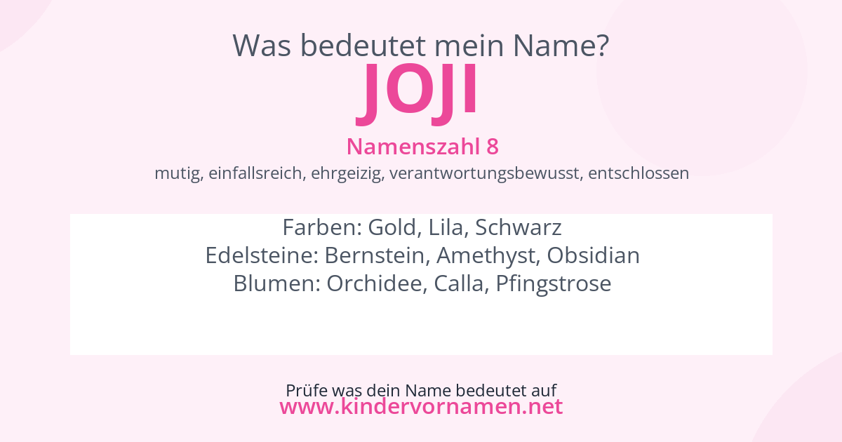 Was bedeutet der Name Joji?