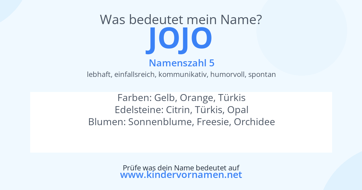 Was bedeutet der Name Jojo?