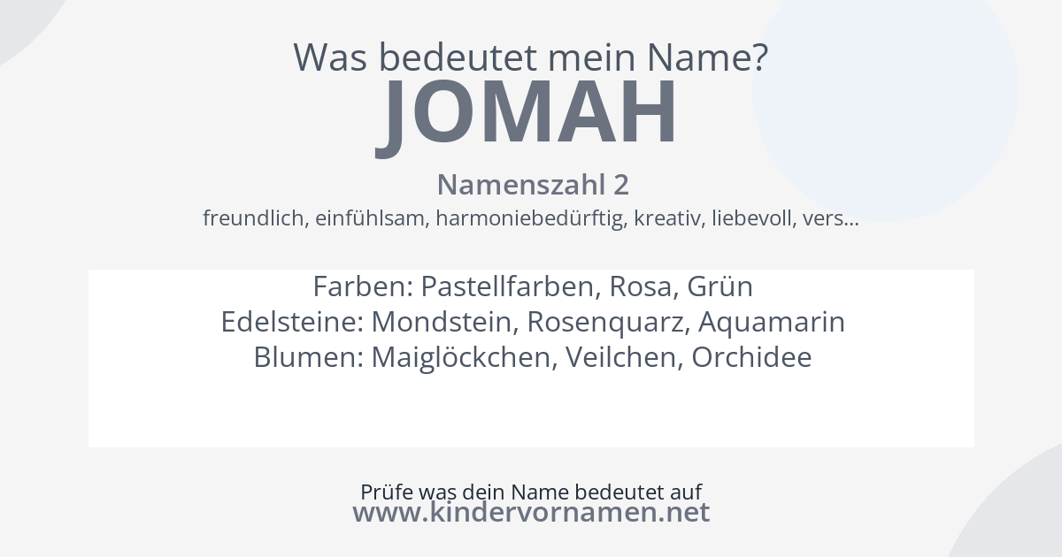 Was bedeutet der Name Jomah?